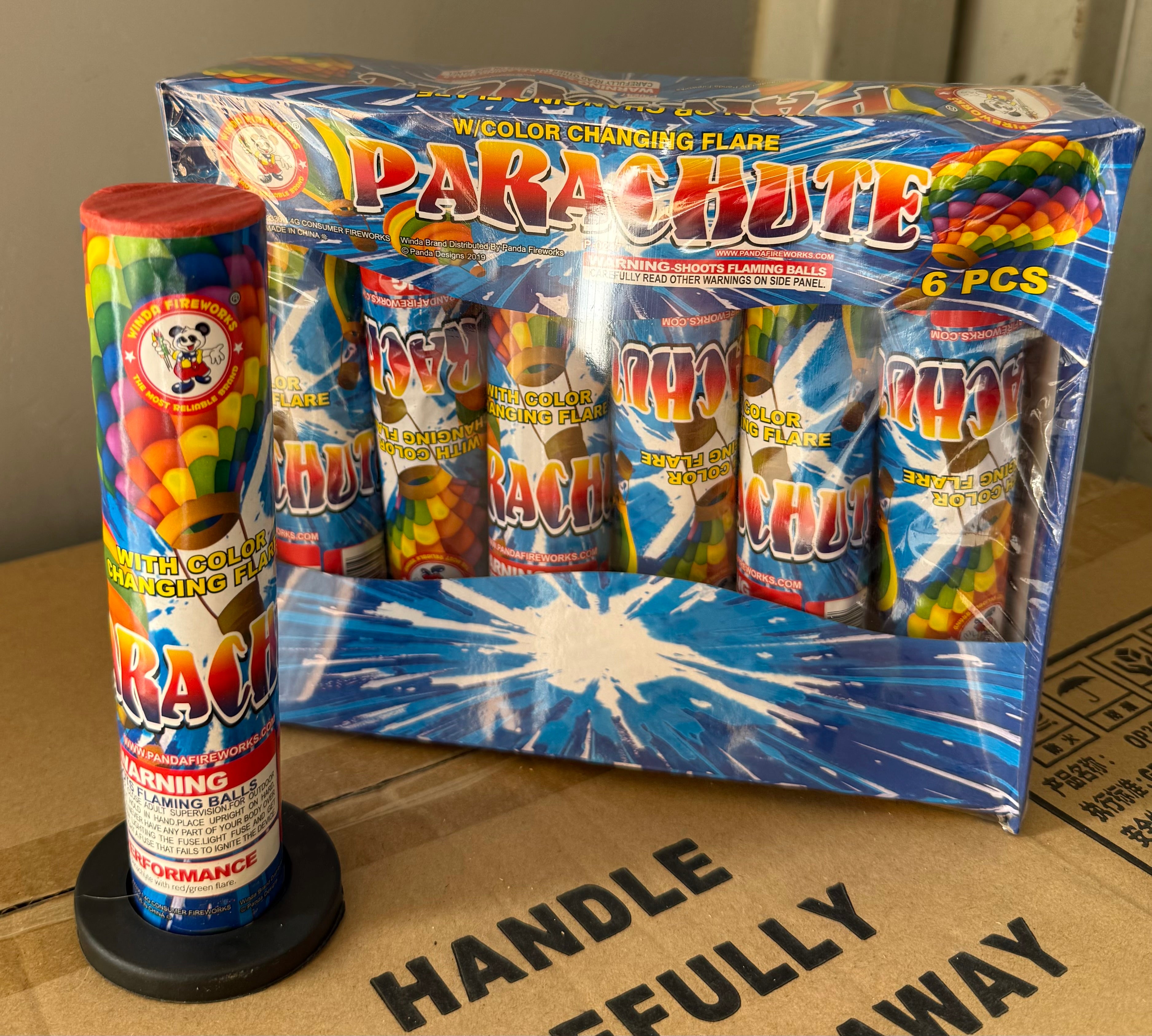 Parachute with color changing flare – BlueFuse Fireworks